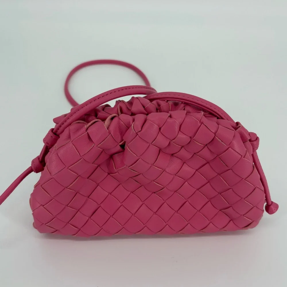 Bottega Veneta The Pouch Mini Intrecciato Leather Crossbody Clutch Pink